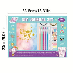 Plated DIY Diary Kit w/ 60 Page Notebook, Pens, Paper, Stickers, Tape