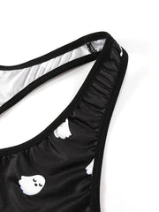 Women's Plus Ghost Print Bra & Shorts Two Piece Set