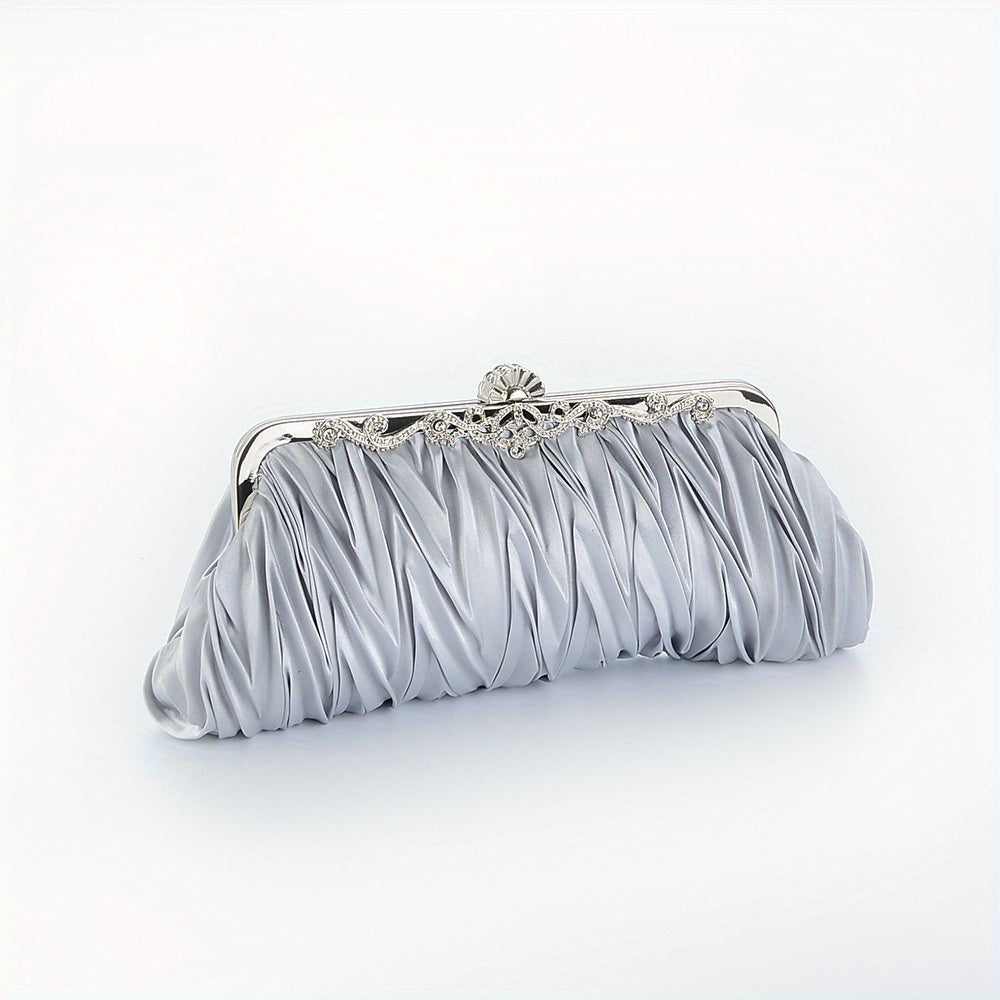 Pleated Frame Metal Chain Banquet Bag Kiss Lock Bridal Wedding Handbag