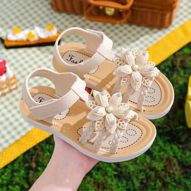 Girls Flower Open Toe Sandals Lightweight Comfortable Anti Slip Sandals