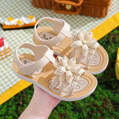 Girls Flower Open Toe Sandals Lightweight Comfortable Anti Slip Sandals
