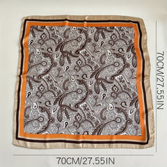 Flower Paisley Print Bandana Square Scarf Satin Neckerchief