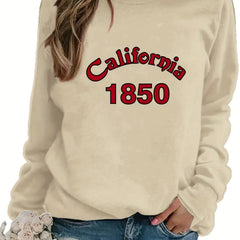 Letter Print Crew Neck Sweatshirt for Women