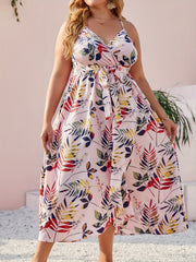 Vacay Summer Dress Women's Plus Tropical Print Wrap Dress