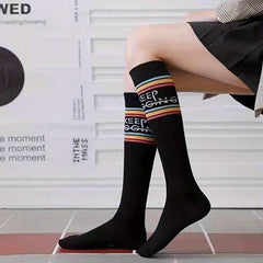 Rainbow Striped Calf Socks Knee High Women's Stockings