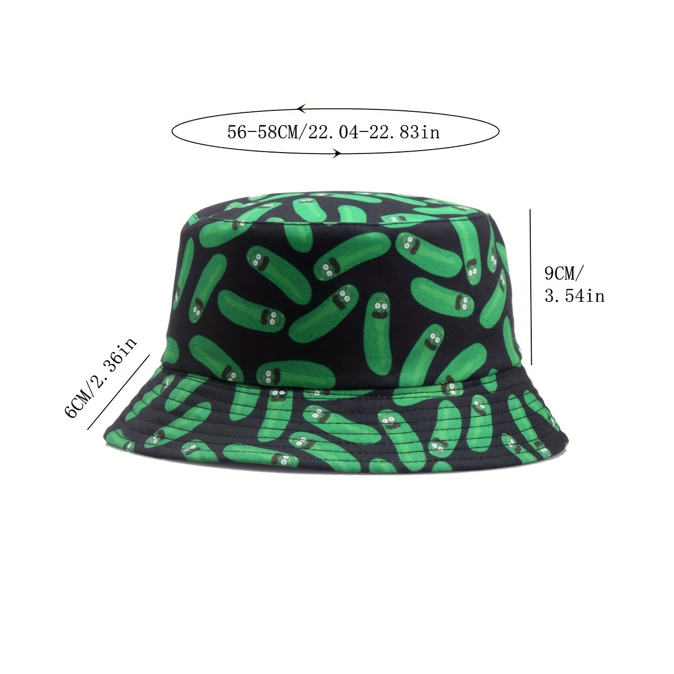 Unisex Cucumber Print Reversible Sunshade Bucket Hat for Travel