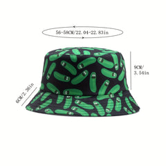 Unisex Cucumber Print Reversible Sunshade Bucket Hat for Travel