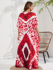Boho Cover Up Women's Tie Dye & Geo Print Kaftan Beach Cover Up Dress