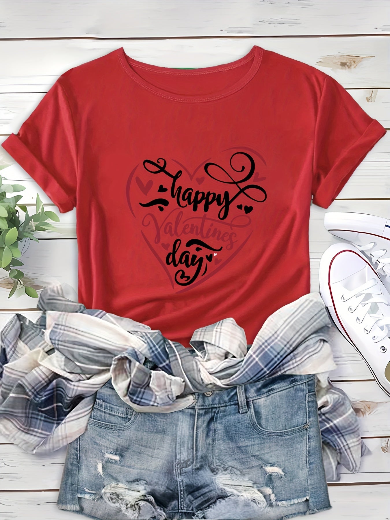 Heart Graphic Sports T shirt Round Neck Short Sleeves Workout Tops Women's Activ