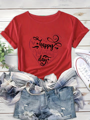 Heart Graphic Sports T shirt Round Neck Short Sleeves Workout Tops Women's Activ