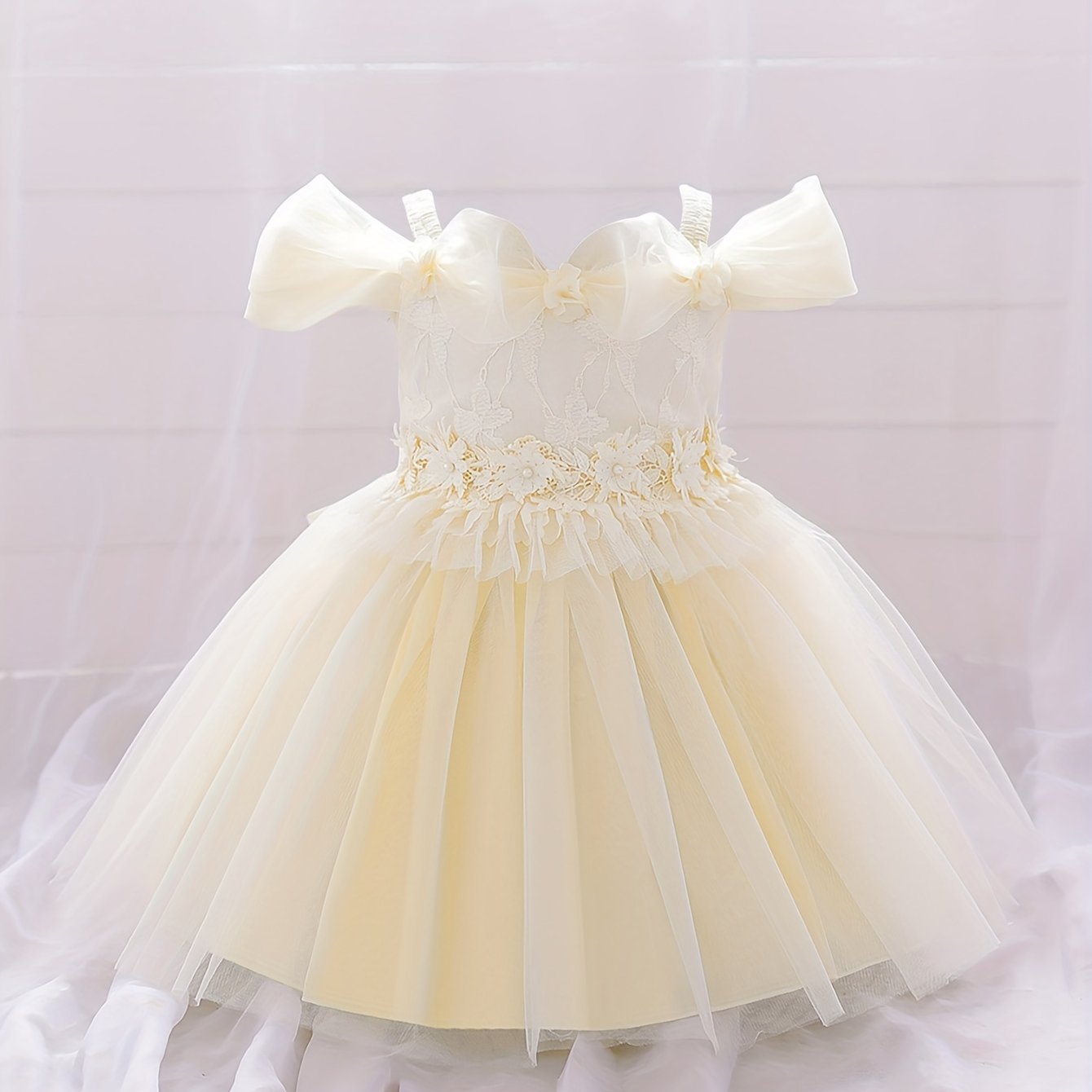 Princess Floral Mesh Puffy Dress Girls Birthday Formal Dress