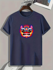Lion Head Print Men's Graphic T-shirt Summer Tee