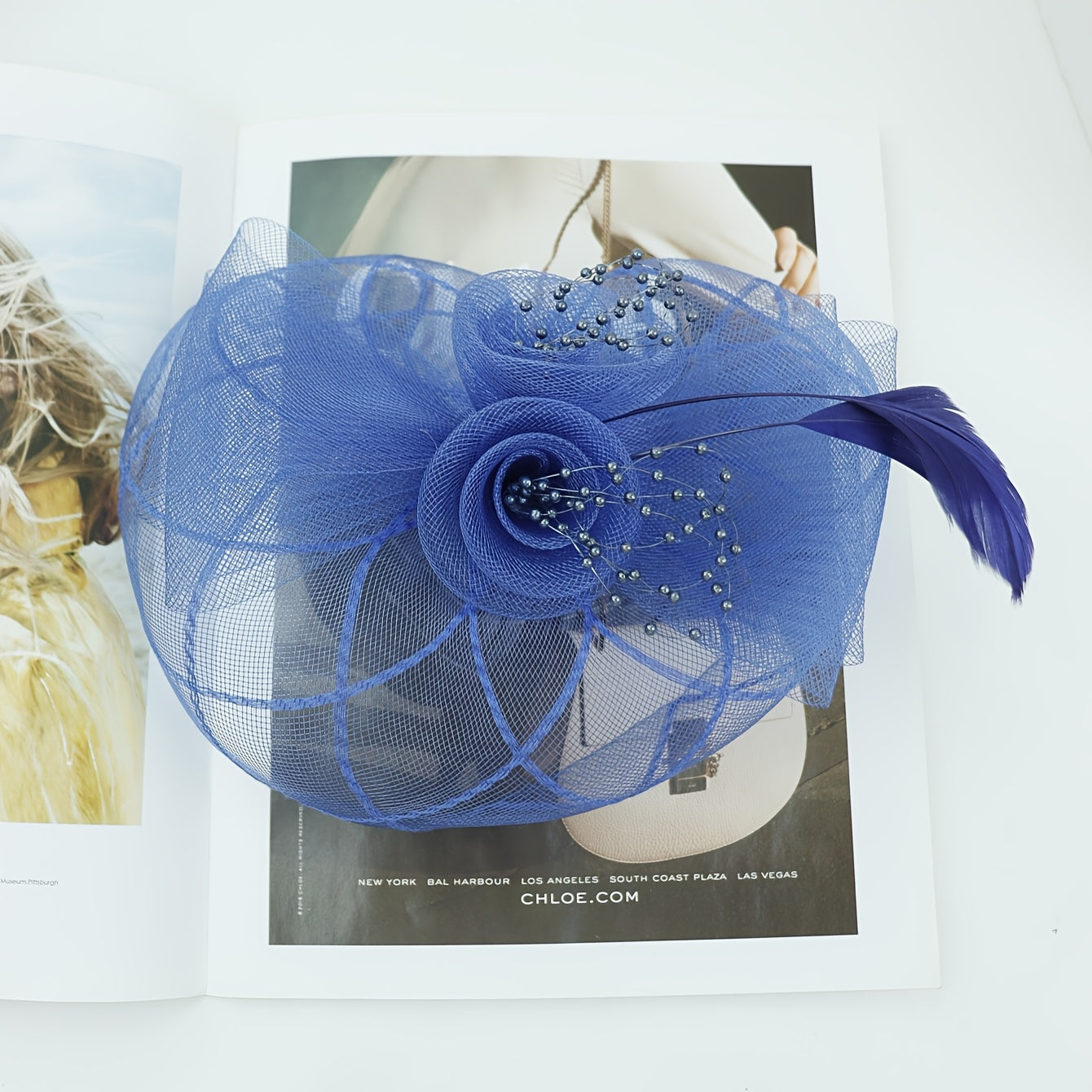 Boho Mesh Bridal Hat with Lace & Flowers for Weddings & Events