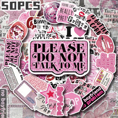 Set of 50 Pink Y2K Girl Themed Stickers - Perfect for Unique Decorations