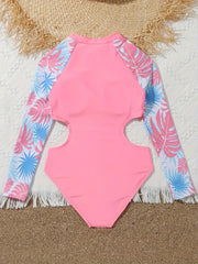 Girls Long Sleeve Swimsuit Cute Bathing Suit for Summer