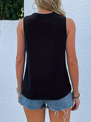 Bee & Letter Pattern Sports Vest Sleeveless Casual Top
