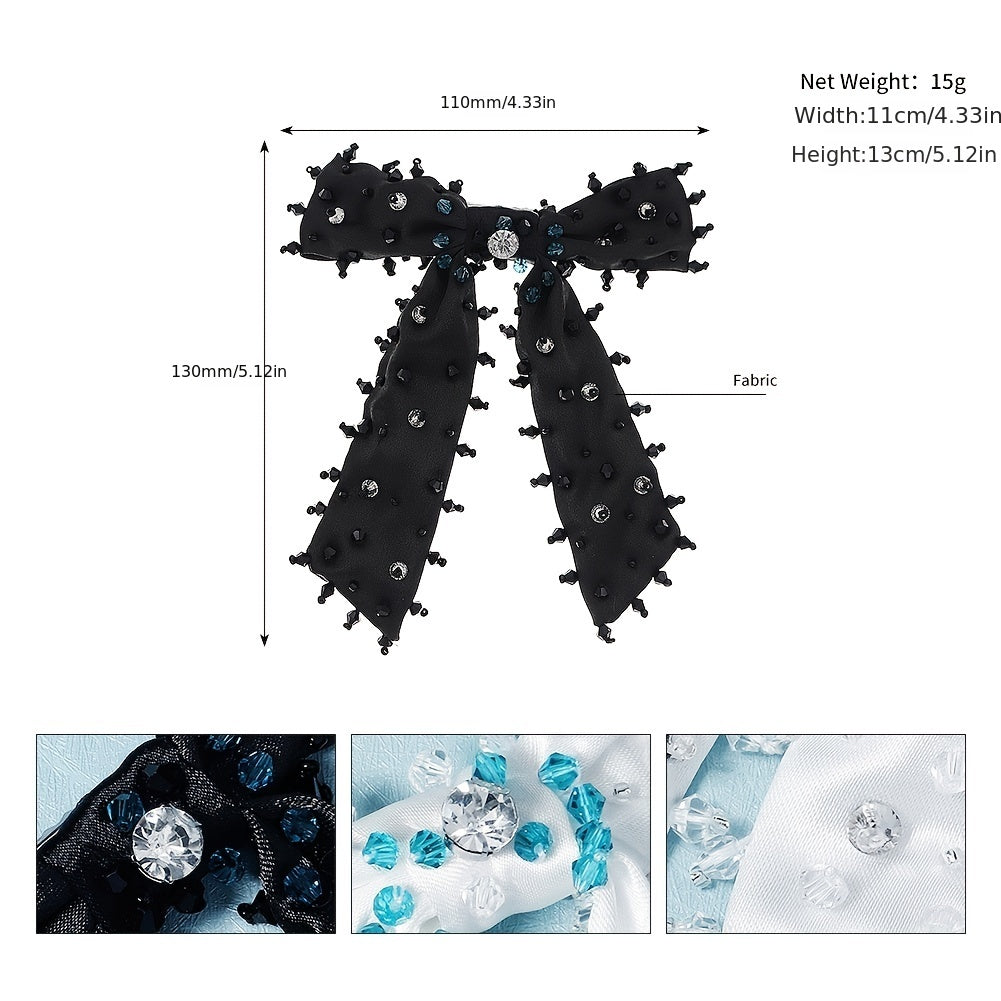 Crystal Solid Bow Hair Clip Vintage Hair Clip Hair Accessories For Women
