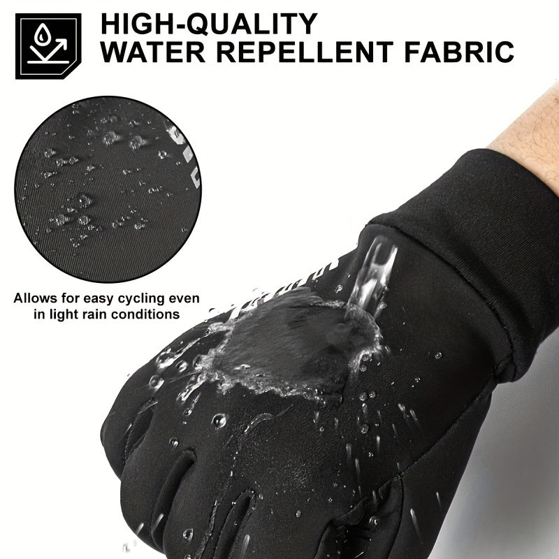 Windproof Waterproof Cycling Gloves Touch Screen Reflective Strip