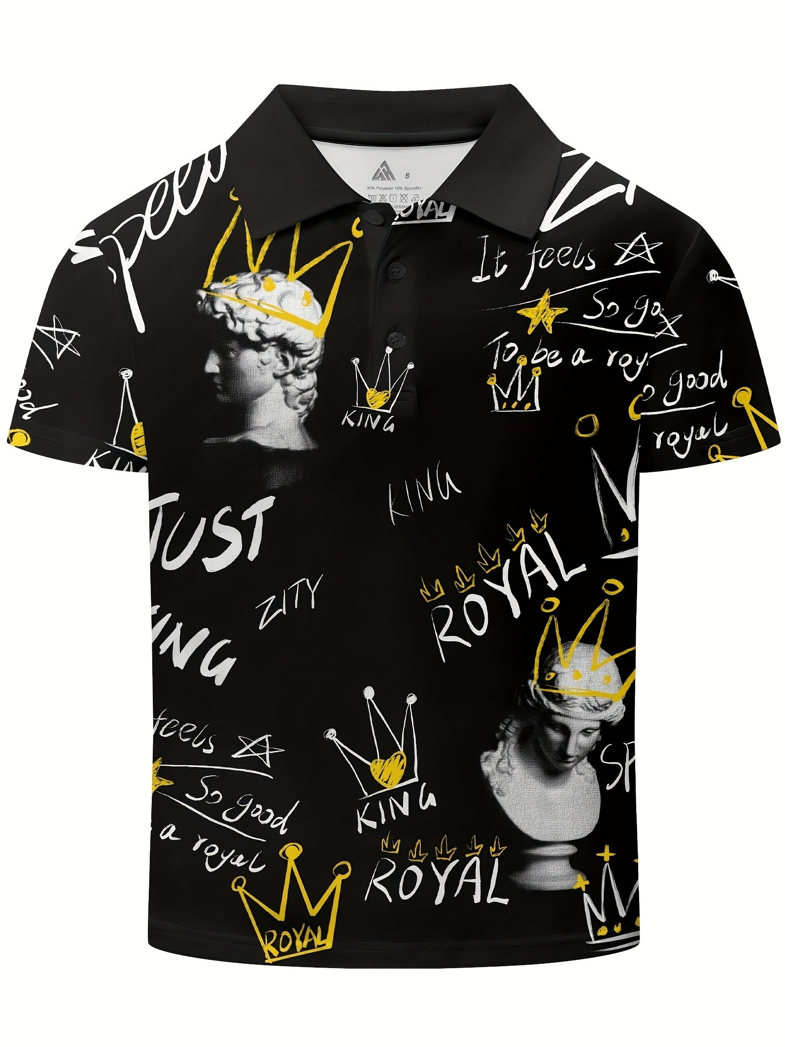 Graffiti Letter & Statue Print Boys Polo Shirt