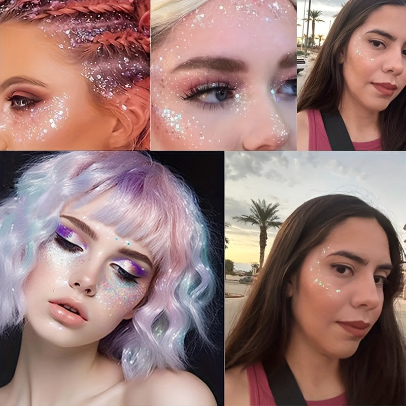 Mermaid Sequins Body Glitter Gel Long Lasting Glitter for Face Hair Eyeshadow