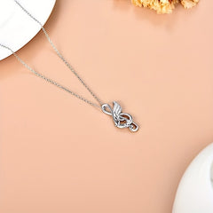 Girl's Notes Pendant Necklace Casual Notes Necklace Accessories