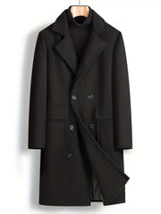 Double Breasted Trench Coat Men's Casual Lapel Woolen Overcoat