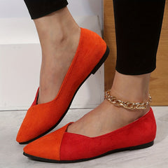 Colorblock Ballet Flats Pointed Toe Soft Sole Slip On Shoes