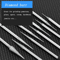 10Pcs Jade Carving Tools Diamond Grinding Bit Needle Set