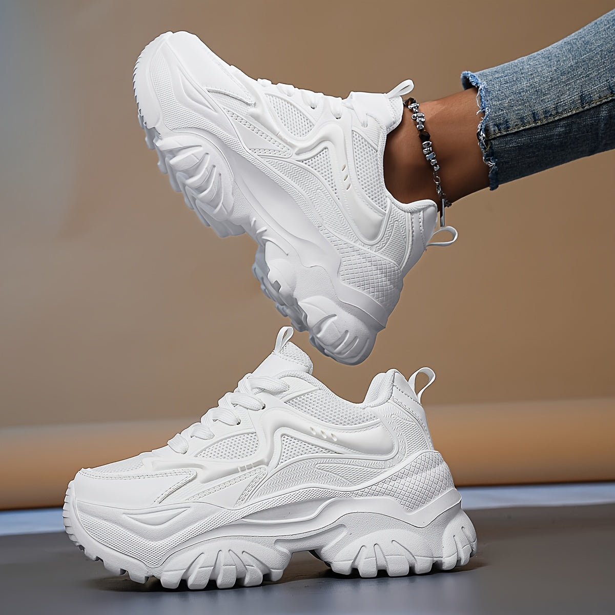 Solid Chunky Sneakers Wear Resistance Non Slip Skate Shoes