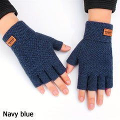 Knitted Alpaca Wool Fingerless Gloves Warm Elastic Driving Gloves