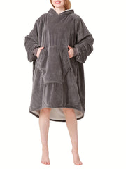 Plaid Print Hooded Sleep Top with Pockets