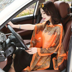 Paisley Print Chiffon Shawl Oversized Sunproof Bikini Cover Up