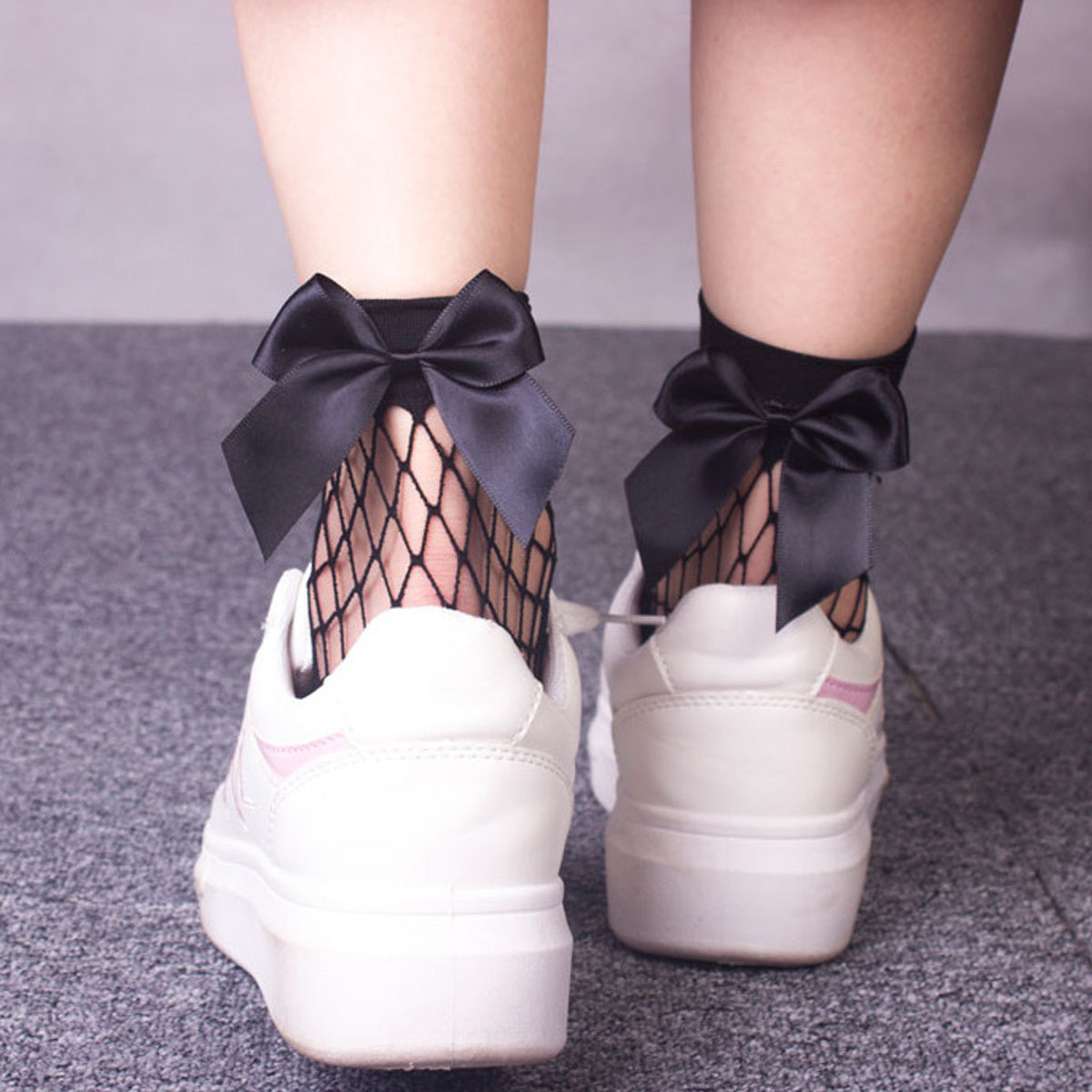 Bow Mesh Fishnet Short Socks Breathable Stocking