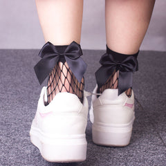 Bow Mesh Fishnet Short Socks Breathable Stocking
