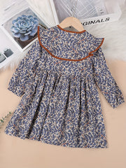 Girls Floral Cotton Long Sleeve Dress