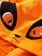 Fox Embroidered Baby Hooded Cotton Jumpsuit Unisex Bodysuit