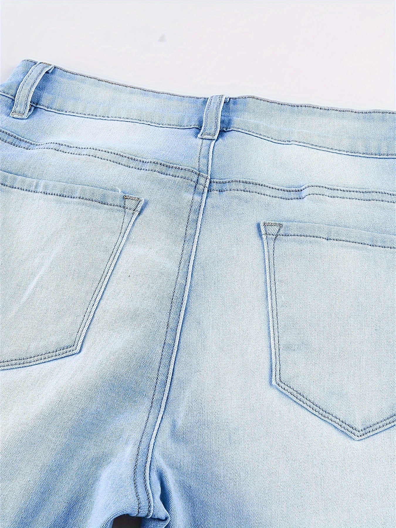 Washed Ripped Button Fly Jeans