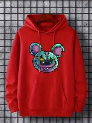 Comic Bear Print Hoodie for Men