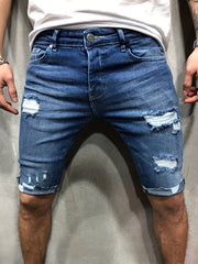 Men's Skinny Fit Ripped Denim Shorts