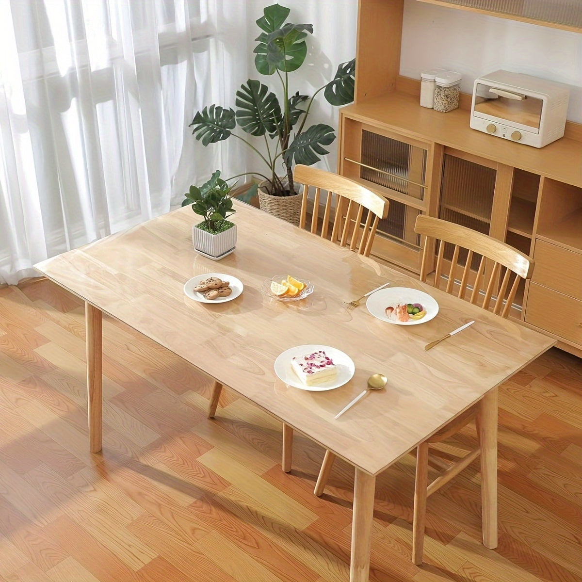 Transparent PVC Tablecloth Heat/Water Resistant Non-Slip Washable - Home/Hotel