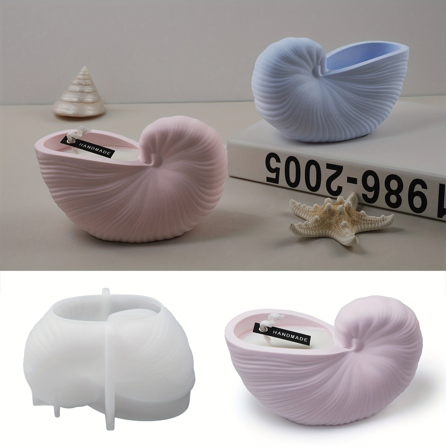 Conch Concrete Candle Cup Silicone Mold DIY Conch Shell Gypsum Candle Jar