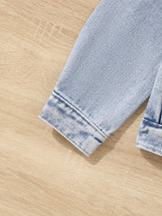 Girls' Denim Button Down Jacket, Collared, All Seasons
