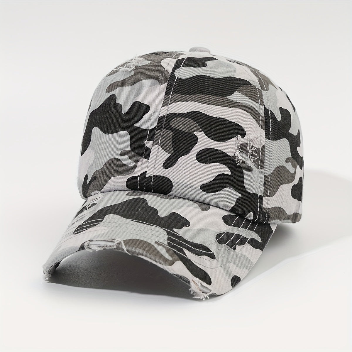 Washed Distressed Baseball Cap Camouflage Leopard Print Dad Hats Adjustable