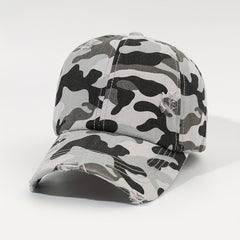 Washed Distressed Baseball Cap Camouflage Leopard Print Dad Hats Adjustable