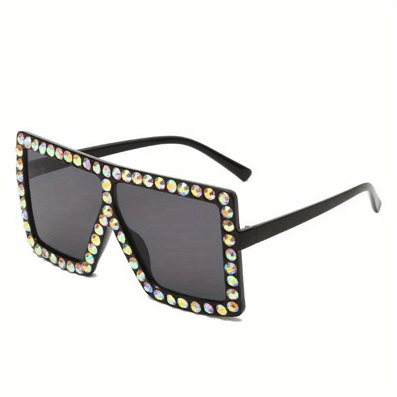Y2K Rhinestone Oversized Square Sunglasses for Women UV400