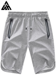 Men's Casual Loose Zipper Pocket Elastic Waist Drawstring Gym Shorts