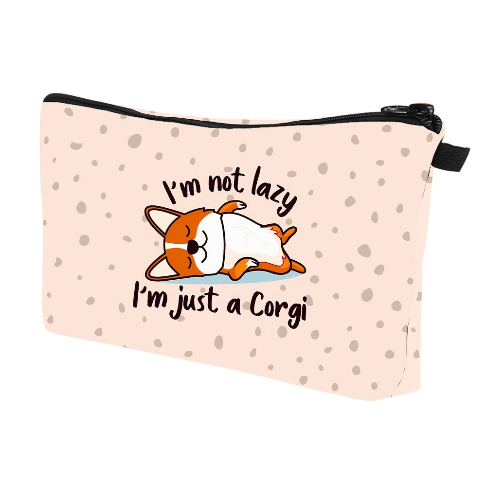Corgi Dog Makeup Bag Zipper Toiletry Storage Organizer Cosmetic Pouch