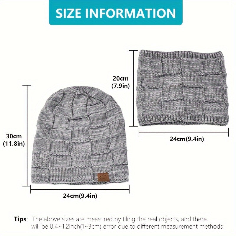 Winter Beanie Hat & Scarf Set Knitted Ear Protection Warm Hat Neck Gaiter