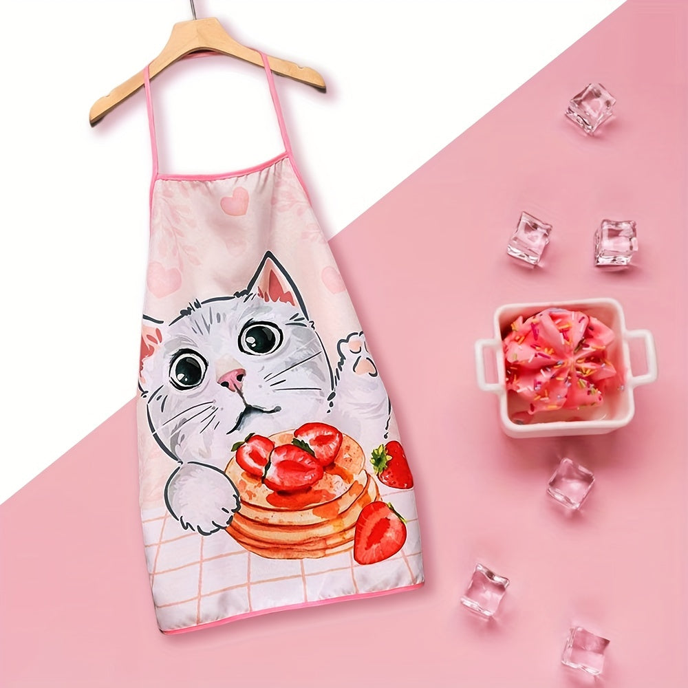 Cat Pattern Polyester Apron for Women Waterproof Thickened Hand Painted