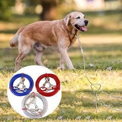 Durable Dog Tie Out Cable with Double Hooks - Steel Wire Dog Leash Cable